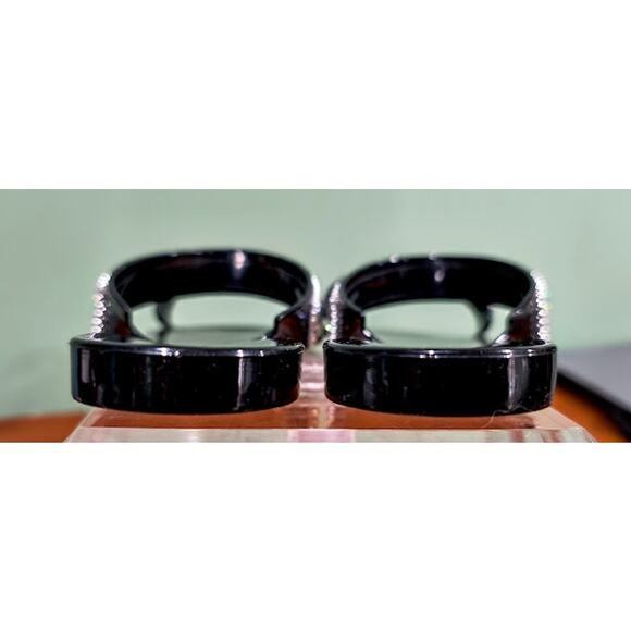 Bamboo Sandals with Sparkly Straps, Black, Silver, Size 8 - Picture 5 of 7